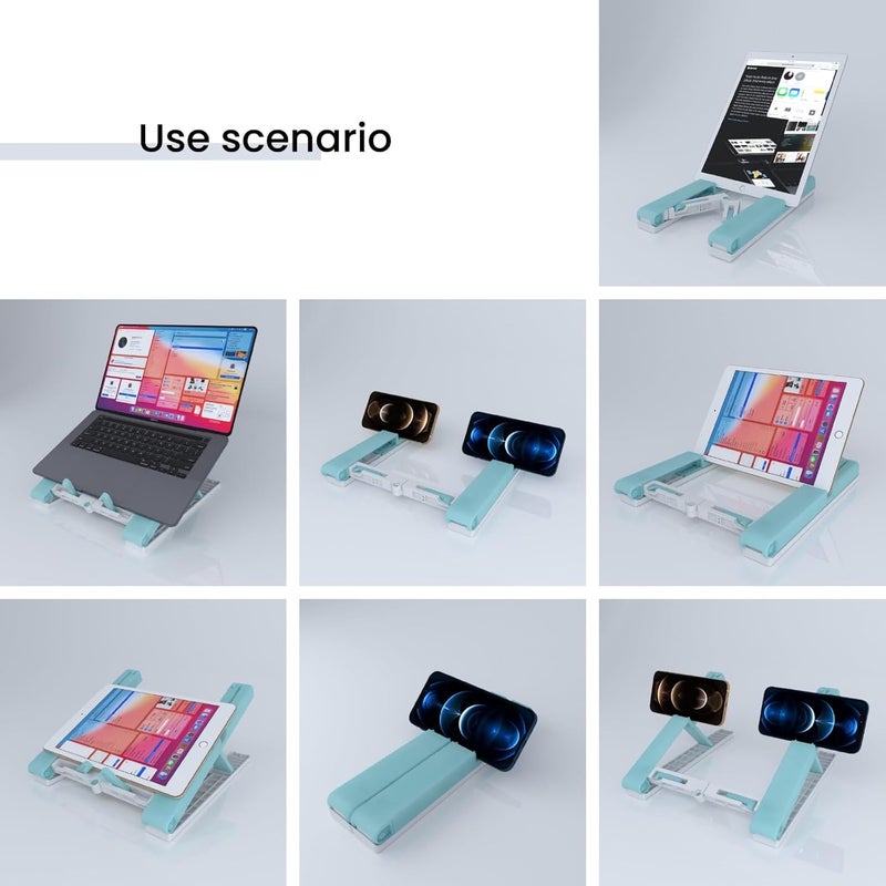 Striff حامل لابتوب بلاستيكي قابل للتعديل - خفيف الوزن، محمول، حامل مكتبي مريح لأجهزة اللابتوب، والأجهزة اللوحية، والمفكرات - سكاي - Image 3