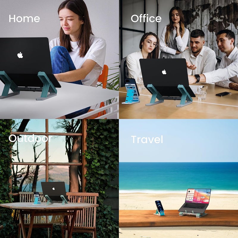 Striff حامل لابتوب بلاستيكي قابل للتعديل - خفيف الوزن، محمول، حامل مكتبي مريح لأجهزة اللابتوب، والأجهزة اللوحية، والمفكرات - سكاي - Image 4