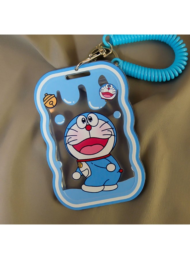 NIBEMINENT 1 - Piece Doraemon Kpop Photo Card Holder Pendant Key Chain ID Badge Holder ID Card Holder Photo Card Protector for School ID Office ID Access Card for Women Girls