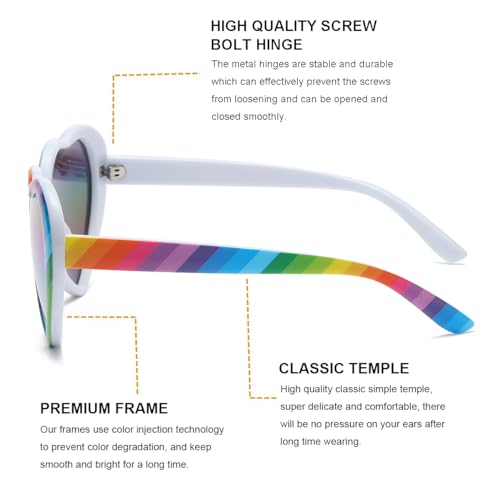 Gleyemor Kids Polarized Heart Shaped Sunglasses for Little Girls Age 3-8 (Rainbow Mirror) - Image 4