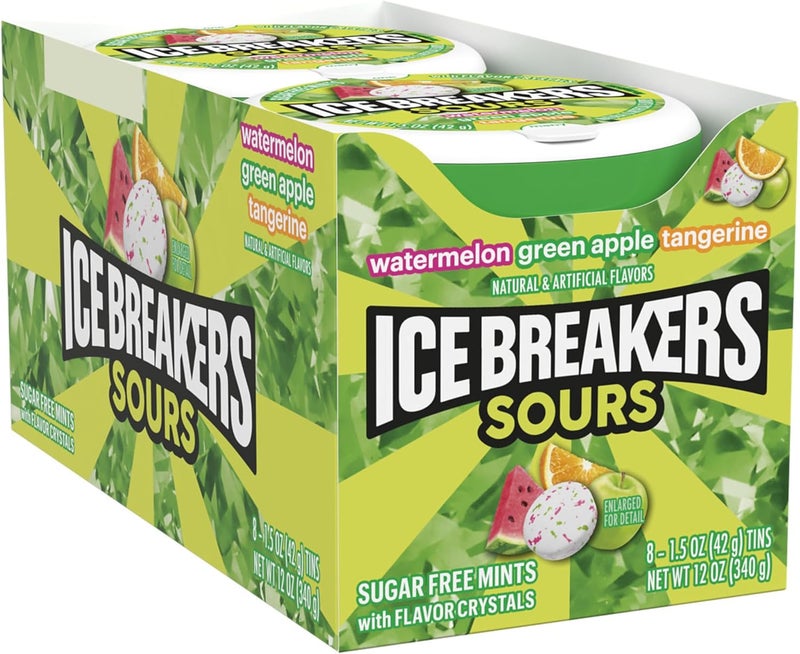 ICE BREAKERS Sours Sugar Free Mints - Watermelon, Green Apple, Tangerine - Image 3