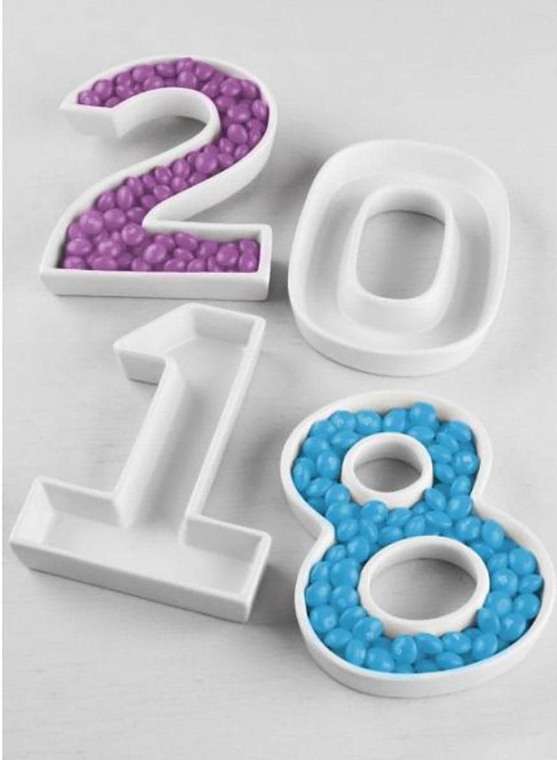 White Decorative Ceramic Number 5 Dish - Image 3