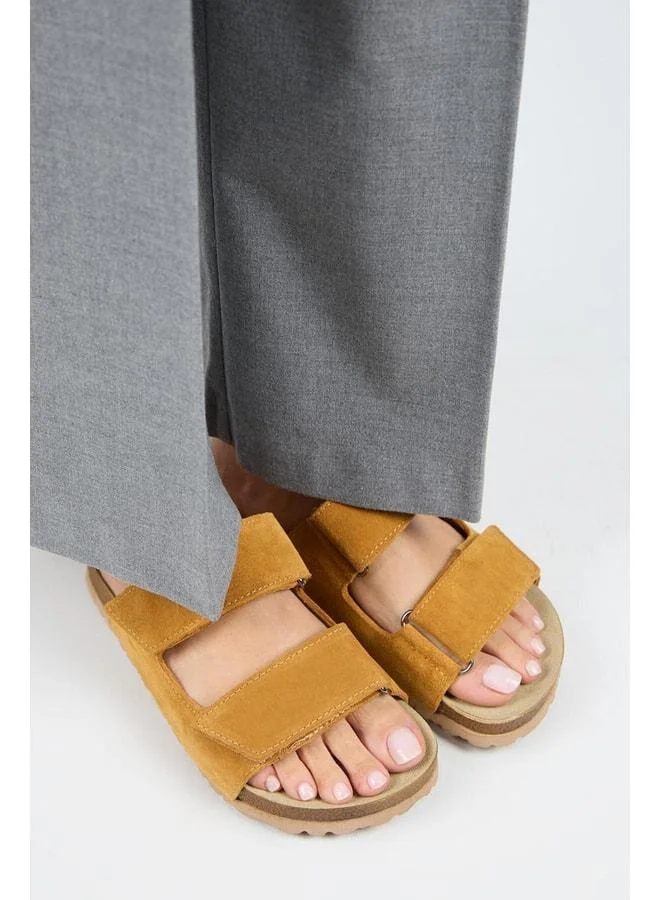 Manijero  Vina Women's Genuine Leather Buckled Yellow Sandal. for Women | Best Price UAE