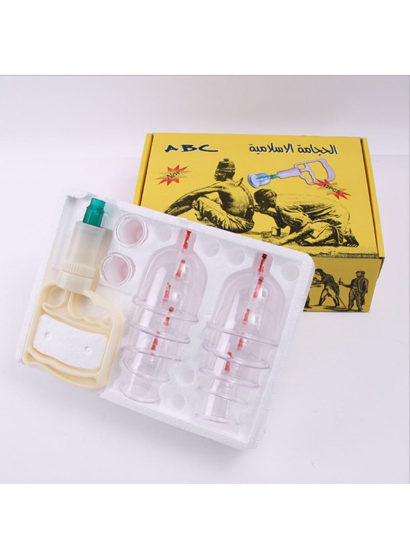 اي بي سي طقم أكواب حجامة طبي معقم للتدليك مكون من 12 قطعة - Image 1