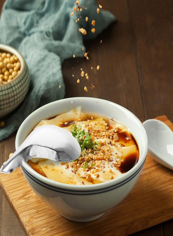 Hoement Stainless Steel Tofu Ladle 6.88In Flat Bottom Cooking Spoon for Tofu Brain Jelly Rice Serving with Ergonomic Handle Kitchen Utensil - Image 4