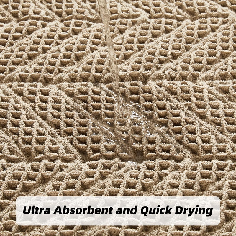 BULULOM Bathroom Floor Mat,Boho Bath Rug,Super Absorbent Bath Mat,Bathroom Rugs Non Slip Washable, Quick Dry Shower Mats, Ultra Soft Bath Mat Towel,Brown,18"*30" - Image 3