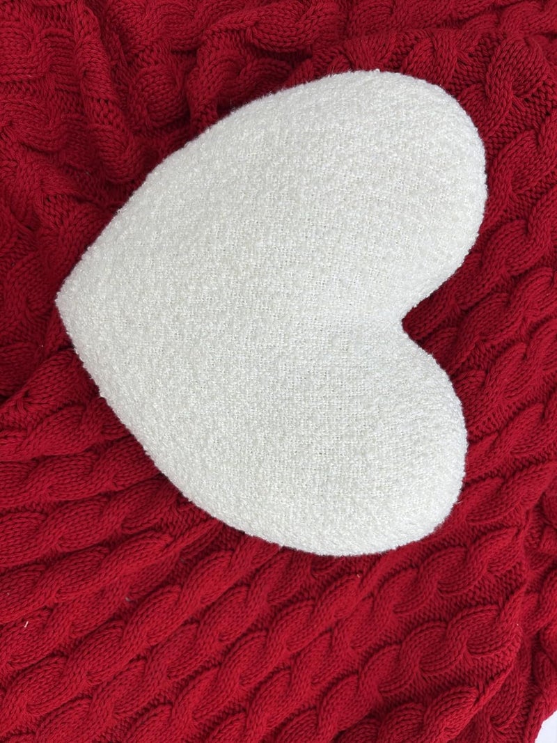 EcruE Luxurious HeartShaped Cushion 14x14 450 GSM Cotton Canvas Cushion Handcrafted Romantic Pillow for Home Decor Valentines Gift Soft Plush Filling - Image 4