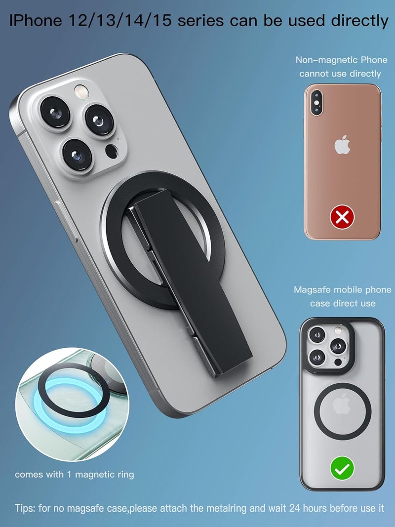 Azonee Magnetic Phone Ring Stand for MagSafe, Aluminum Alloy Kickstand with Silicone Loop Grip, Secure and Comfortable Phone Holder for iPhone & Android (Comes with 1 Magnet Ring) - Image 5