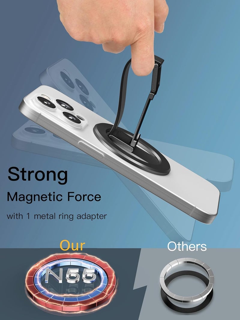 Azonee Magnetic Phone Ring Stand for MagSafe, Aluminum Alloy Kickstand with Silicone Loop Grip, Secure and Comfortable Phone Holder for iPhone & Android (Comes with 1 Magnet Ring) - Image 4