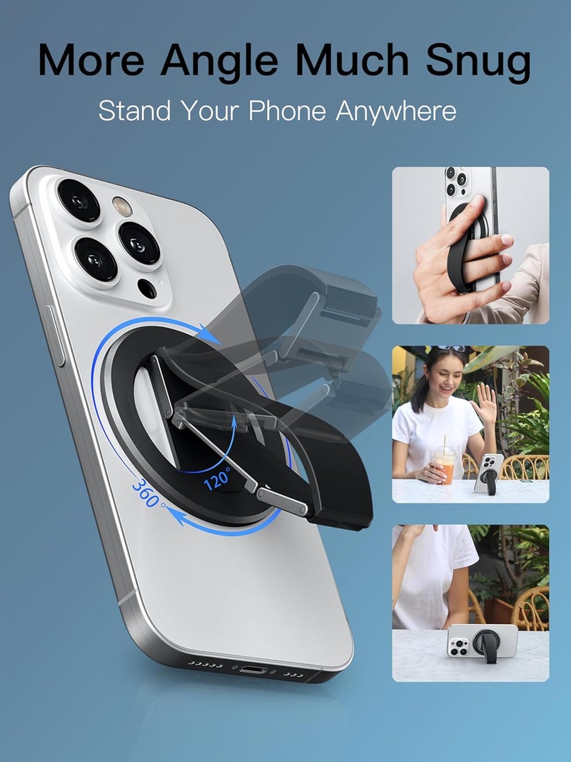 Azonee Magnetic Phone Ring Stand for MagSafe, Aluminum Alloy Kickstand with Silicone Loop Grip, Secure and Comfortable Phone Holder for iPhone & Android (Comes with 1 Magnet Ring) - Image 3