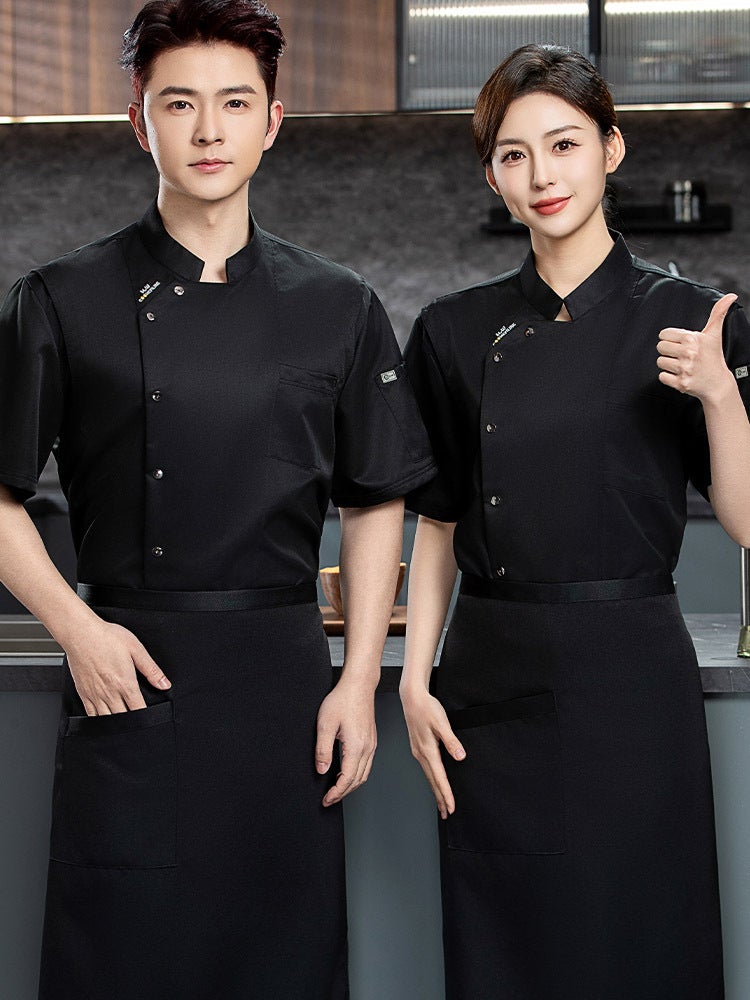 High-End Chef Work Clothes Short-Sleeved Summer Breathable Chinese And Western Restaurant El Kitchen Restaurant Thin Work Clothes Canteen - Image 5