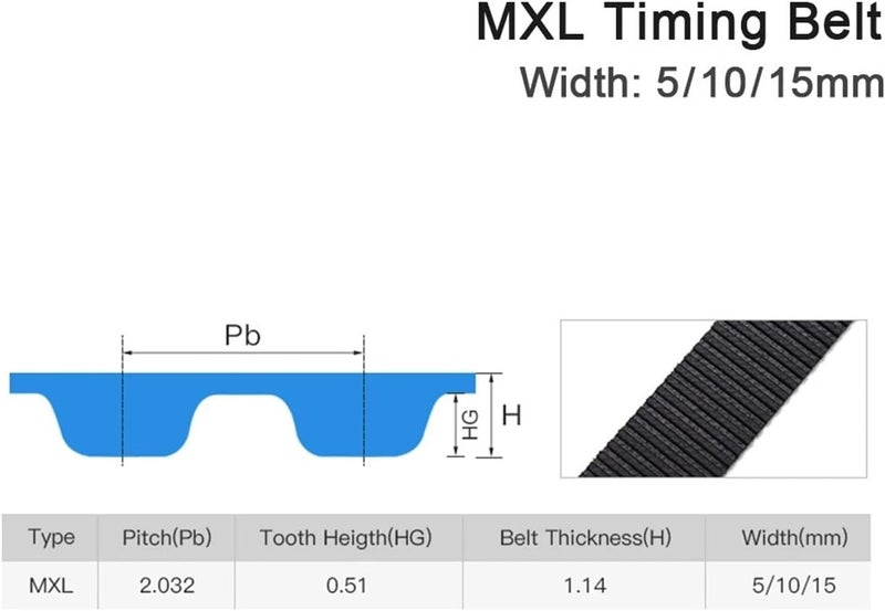 حزام توقيت MXL مفتوح الطرف، عرض 5 مم - 15 مم، مطاطي لنقل الحركة، للاستخدام في الأنشطة الترفيهية (طول 1 متر، عرض 10 مم) - Image 2