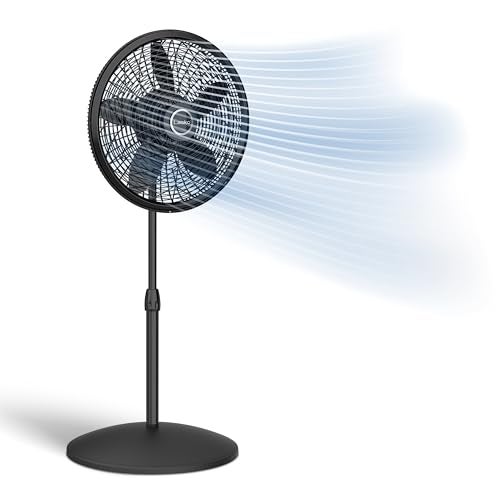 Lasko Pedestal Fan, Oscillating Fan for Bedroom with Adjustable Height and 3 Cooling Speeds, Portable, 18", Black, 1827 - Image 1