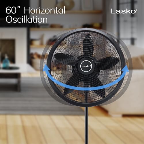 Lasko Pedestal Fan, Oscillating Fan for Bedroom with Adjustable Height and 3 Cooling Speeds, Portable, 18", Black, 1827 - Image 3