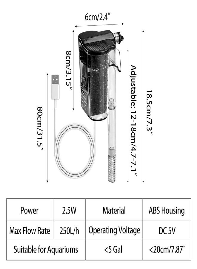MiOYOOW Fish Tank Filter, Wall Mounted Mini Aquarium Filters Quiet Waterfall Fish Tank Filtration System with Adjustable Water Discharge for Freshwater Saltwater - Image 4