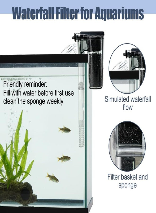 MiOYOOW Fish Tank Filter, Wall Mounted Mini Aquarium Filters Quiet Waterfall Fish Tank Filtration System with Adjustable Water Discharge for Freshwater Saltwater - Image 2