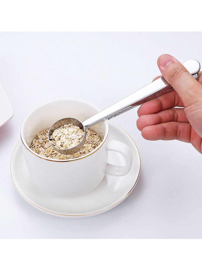 2 في 1 ملعقة قهوة بمشبك 2 في 1 ملعقة قهوة بمشبك ملعقة قهوة من الفولاذ المقاوم للصدأ بمقبض طويل مشبك كيس الختم - Image 5