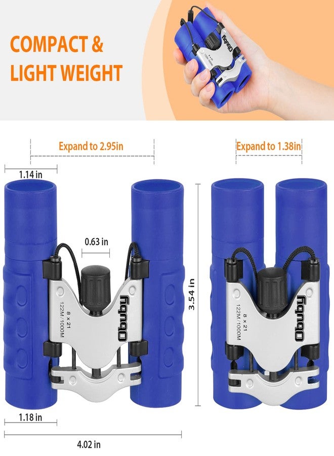 Obuby Real Binoculars for Kids Gifts for 3-12 Years Boys Girls 8x21 High-Resolution Optics Mini Compact Binocular Toys Shockproof Folding Small Telescope for Bird Watching,Travel, Camping, Blue - Image 3
