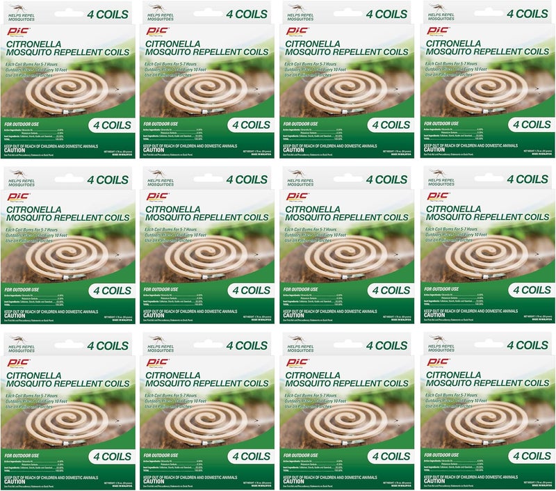 PIC Citronella Mosquito Repellent Coils (12 Packs of 4) CIT-Coil-4 - Image 1