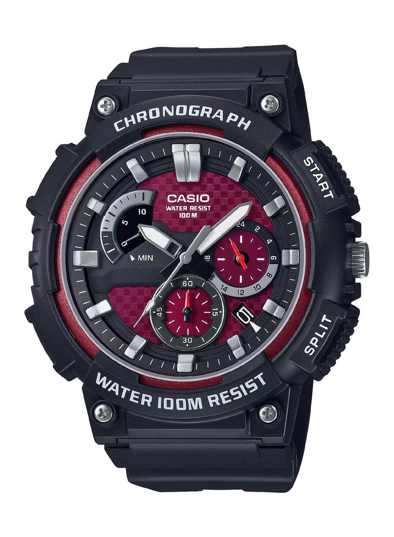 CASIO Men's Black Chronograph Silicone Strap Watch MCW-200H-4AVDF - Image 1