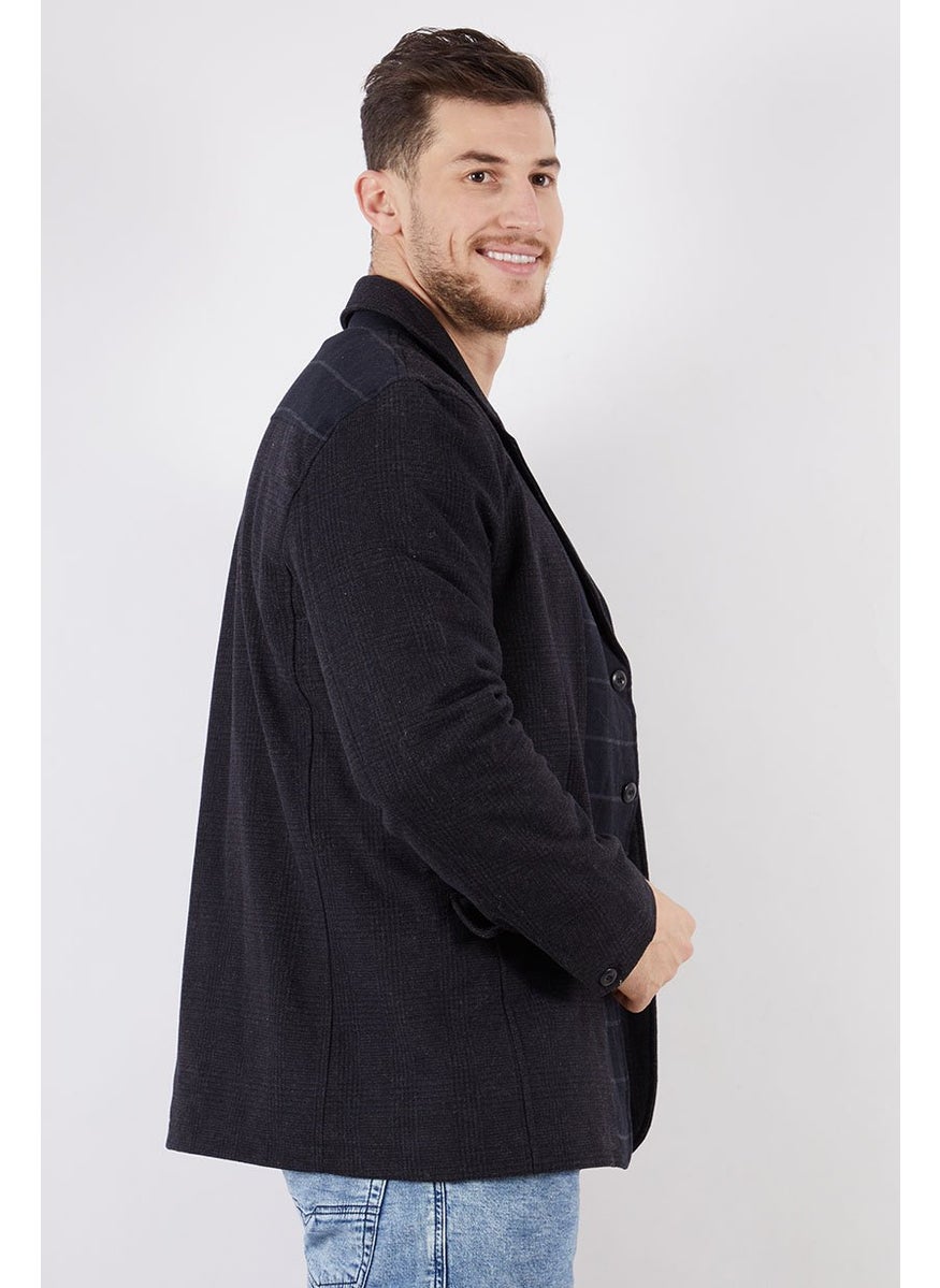 French Connection - Men Regular Fit Notched Collar Contrast Check Wool Blazer Jacket, Tonal Check - Image 1