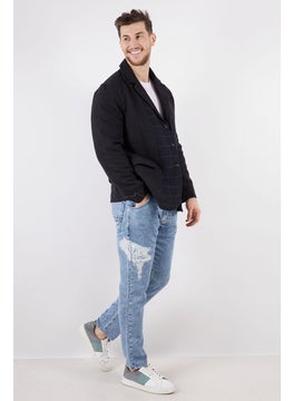 French Connection Men Regular Fit Notched Collar Contrast Check Wool Blazer Jacket, Tonal Check  - Image 3