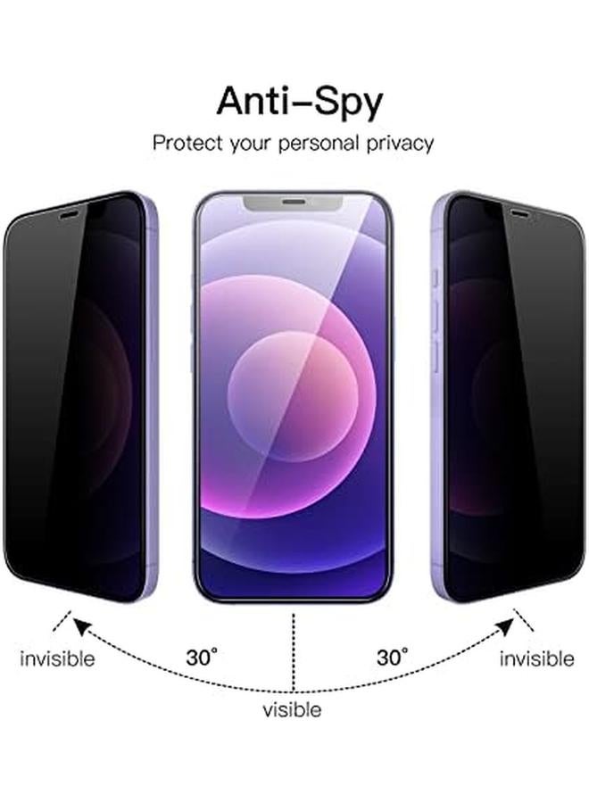 جي تيك واقي شاشة بتغطية كاملة للخصوصية لهاتف آيفون 12 12 برو مقاس 6.1 بوصة، غشاء زجاجي مقوى مضاد للتجسس من الحافة إلى الحافة، جراب صديق للبيئة، عبوتان - Image 2
