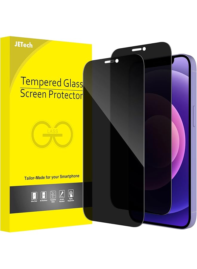 جي تيك واقي شاشة بتغطية كاملة للخصوصية لهاتف آيفون 12 12 برو مقاس 6.1 بوصة، غشاء زجاجي مقوى مضاد للتجسس من الحافة إلى الحافة، جراب صديق للبيئة، عبوتان - Image 1