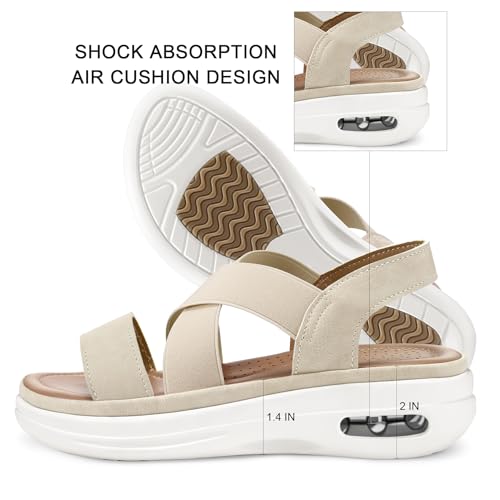 mysoft Women's Comfortable Walking Sandals Air Cushion Sport Slingback Elastic Band Platform Shoes - Image 3