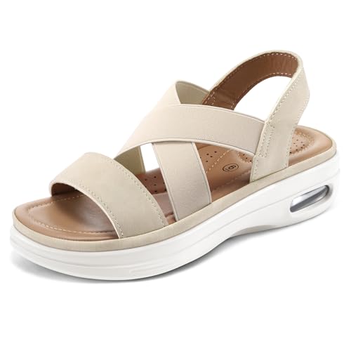 mysoft Women's Comfortable Walking Sandals Air Cushion Sport Slingback Elastic Band Platform Shoes - Image 1