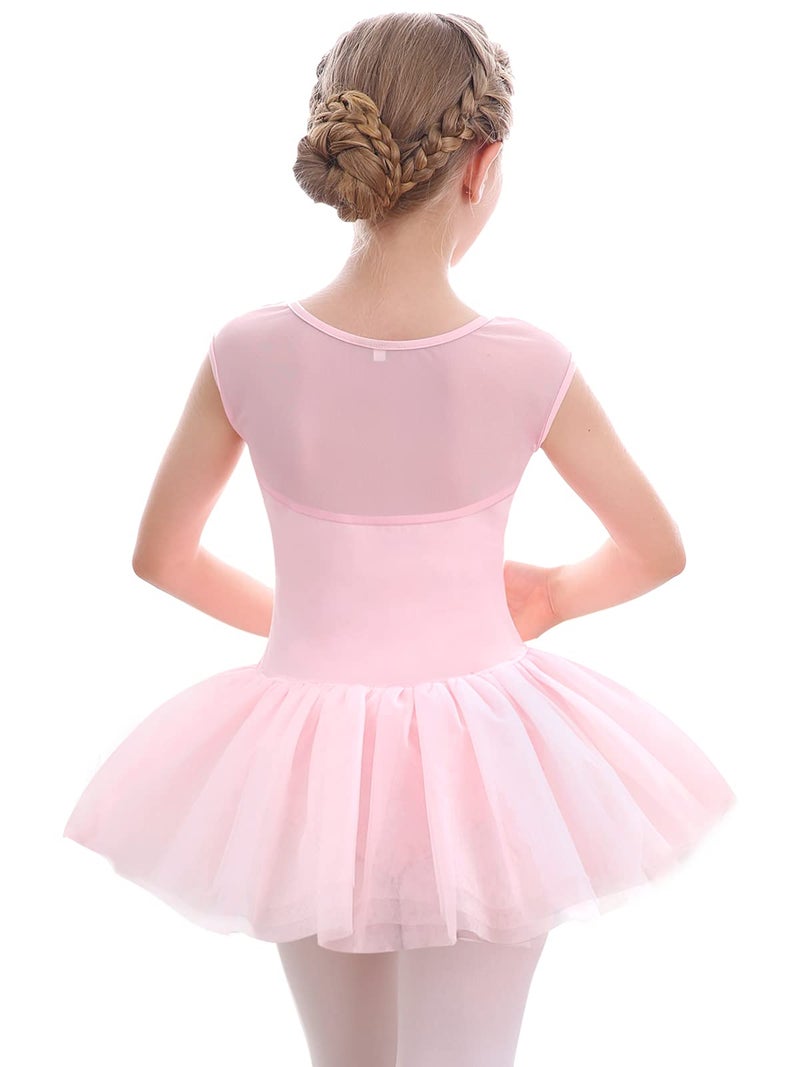 Stelle Ballet Leotards for Girls Toddler Leotard with Tutu Skirt Dance Tutu Dress (Ballet Pink,7-8 Years) - Image 3