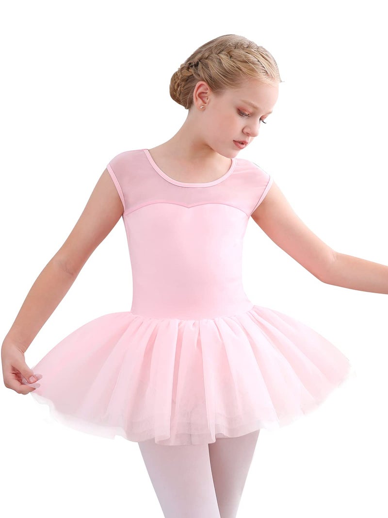 Stelle Ballet Leotards for Girls Toddler Leotard with Tutu Skirt Dance Tutu Dress (Ballet Pink,7-8 Years) - Image 4