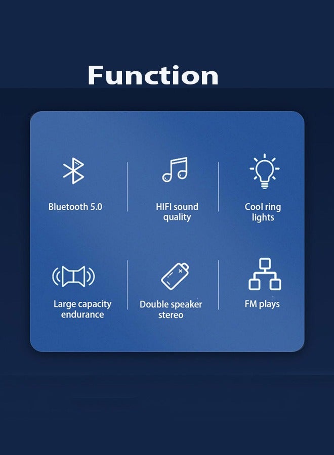 LM Bluetooth Speaker, Portable Wireless Speaker, Waterproof Outdoor Speakers with Light, HiFi Stereo Sound, 24H Playtime,Gift for Men and Woman to Beach,Pool, Bike, Shower - Image 4