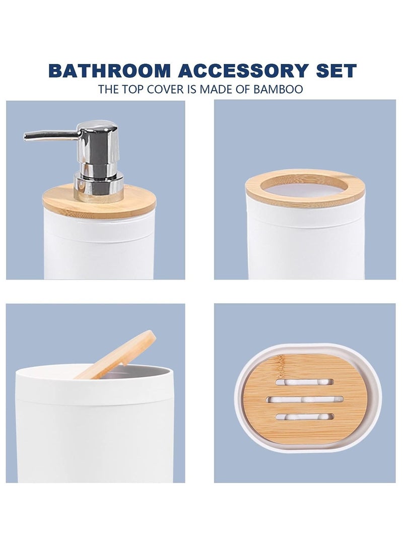 MIXDE 6 Piece Practical Bamboo Bathroom Accessory Set Toilet Kit for Home Washing Room Toilet  - Image 2