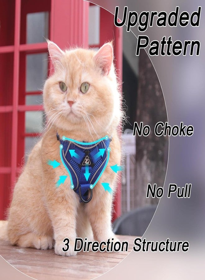skmeditec Cat Harness and Leash Set, Upgraded Escape Proof Adjustable Kitten Vest with Lead for Small Cat Outdoor Walking, Soft Breathable Mesh Jacket with Reflective Strips for Dark Night (S, Klein Blue) - Image 2