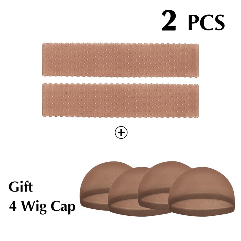 Yuest Silicone Wig Grip Band for Women - 2 Pcs Wig Caps, Secure Hold for Lace Front, Fits 20-24 inch Head Circumference, Ideal for Hair Styling, Hair Accessory for Women (Brown) - Image 2