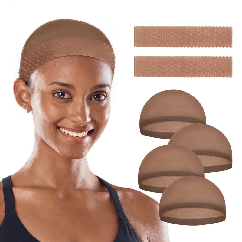 Yuest Silicone Wig Grip Band for Women - 2 Pcs Wig Caps, Secure Hold for Lace Front, Fits 20-24 inch Head Circumference, Ideal for Hair Styling, Hair Accessory for Women (Brown) - Image 1
