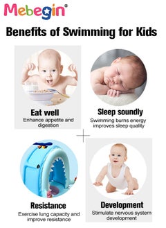 MEBEGIN Shark Shape Swimming Ring with Sun Canopy and 2 Ice Cream Decorations, Inflatable Baby Pool Float with Safety Seat, Comfortable Infant Floaty, Fun Water Toys for Kids, Suitable for Family Swimming Pools, Outdoor Trips, Lakes and Beaches, 70*72*80cm  - Image 5