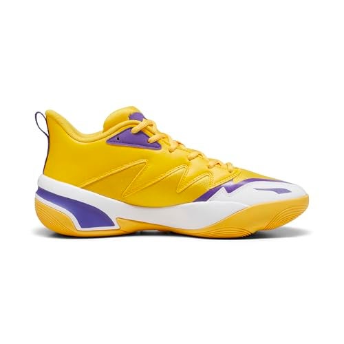 PUMA Men's Genetics Basketball Shoes, Yellow Sizzle-White, 11 - Image 3