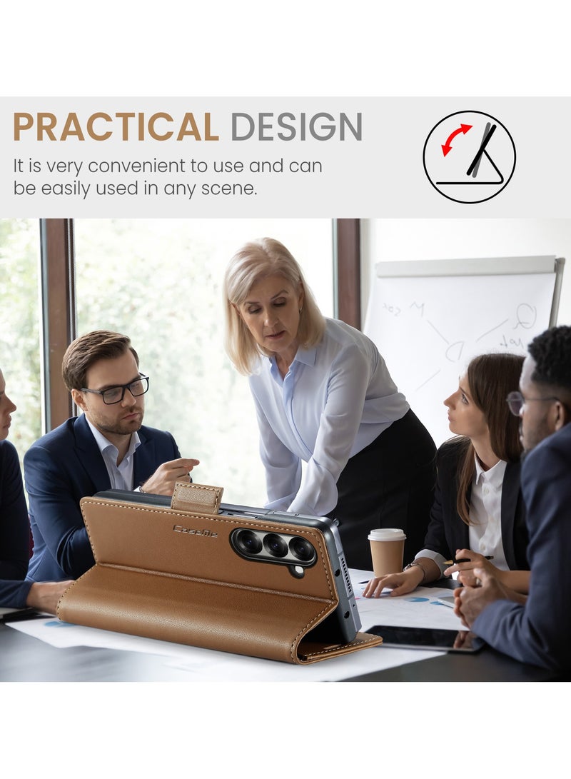 CaseMe For Samsung Galaxy Z Fold 7 Cover, PU Leather Flip Cover with Card Holder, RFID Blocking Magnetic Closure, Foldable Stand, Shockproof Wallet Case - Image 5