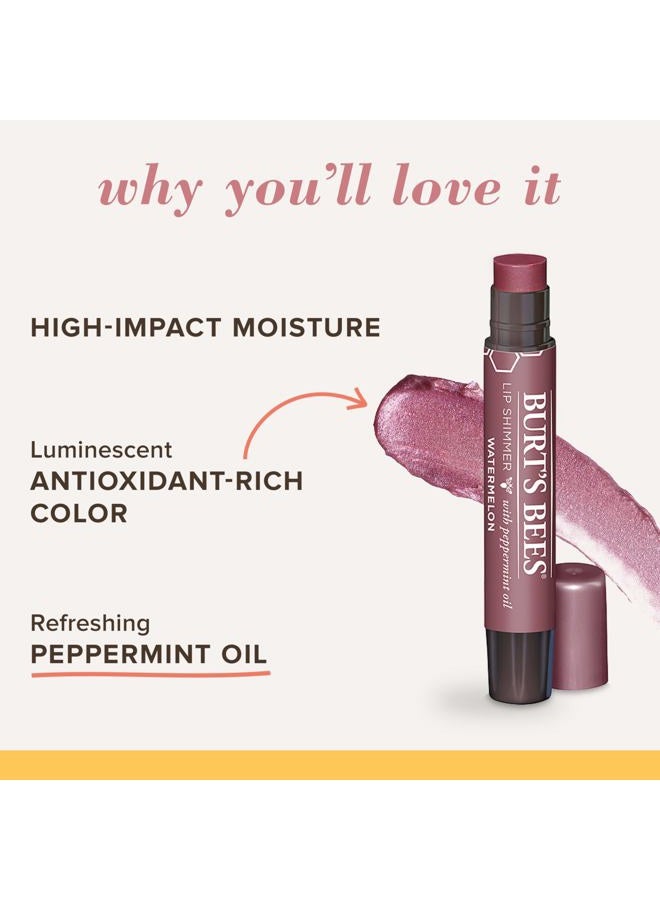 Burt's Bees Lip Shimmer, Lip Gloss With Responsibly Sourced Beeswax, Watermelon, Natural Origin Lip Care, 1 Tube, 0.09 oz. - Image 3