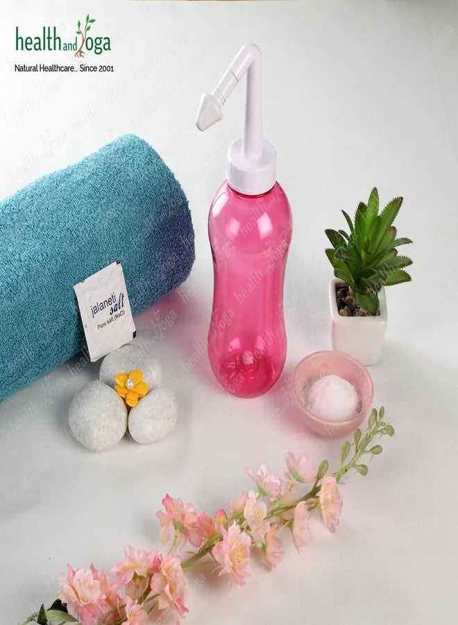 HealthAndYoga® Jala Neti Pot Squeeze Bottle (325 ml) + HealthAndYoga® Pure Jal Neti Salt Sachets (Pack of 5)- For Blocked Nose, Cold & Headaches- Valve Button Controls Water Flow- Nasal Wash Detox Kit - Image 5