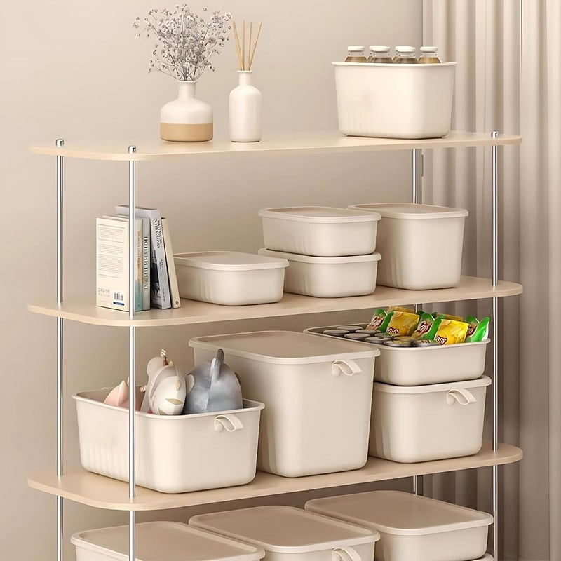 HOOPVOOL صناديق تخزين بلاستيكية متعددة الأغراض قابلة للتكديس مع أغطية، صناديق قابلة للتكديس للمنزل والمطبخ، مثل الكتب، الملابس، الوجبات الخفيفة، الألعاب. (مجموعة جميع الأحجام، الكل) - Image 3