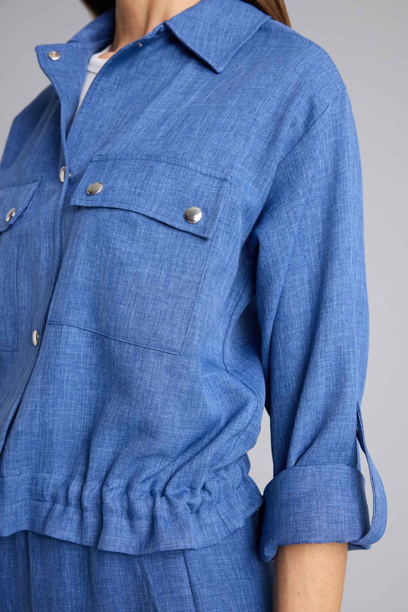 DeFacto Blue Woman Regular Fit Shirt Collar Blazer Casual - Image 4