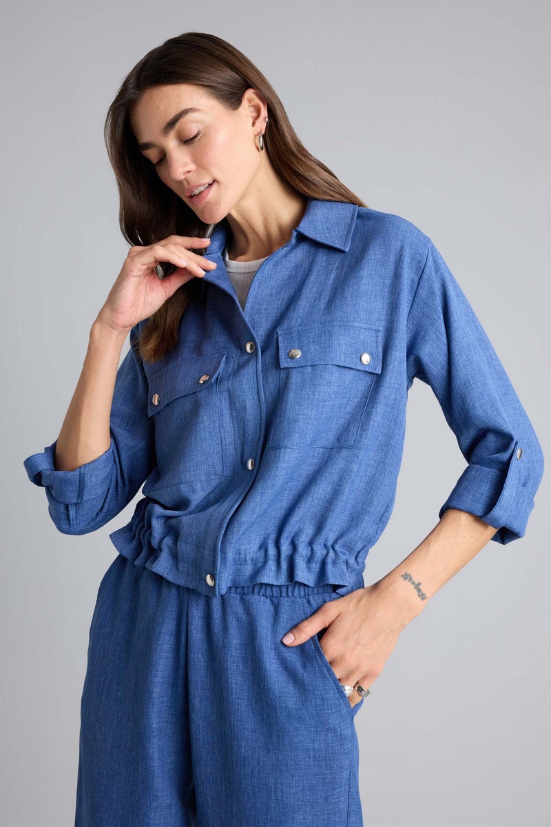 DeFacto Blue Woman Regular Fit Shirt Collar Blazer Casual - Image 3