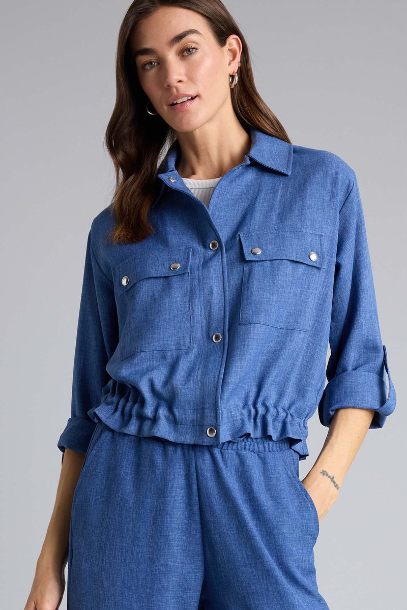 DeFacto Blue Woman Regular Fit Shirt Collar Blazer Casual - Image 1
