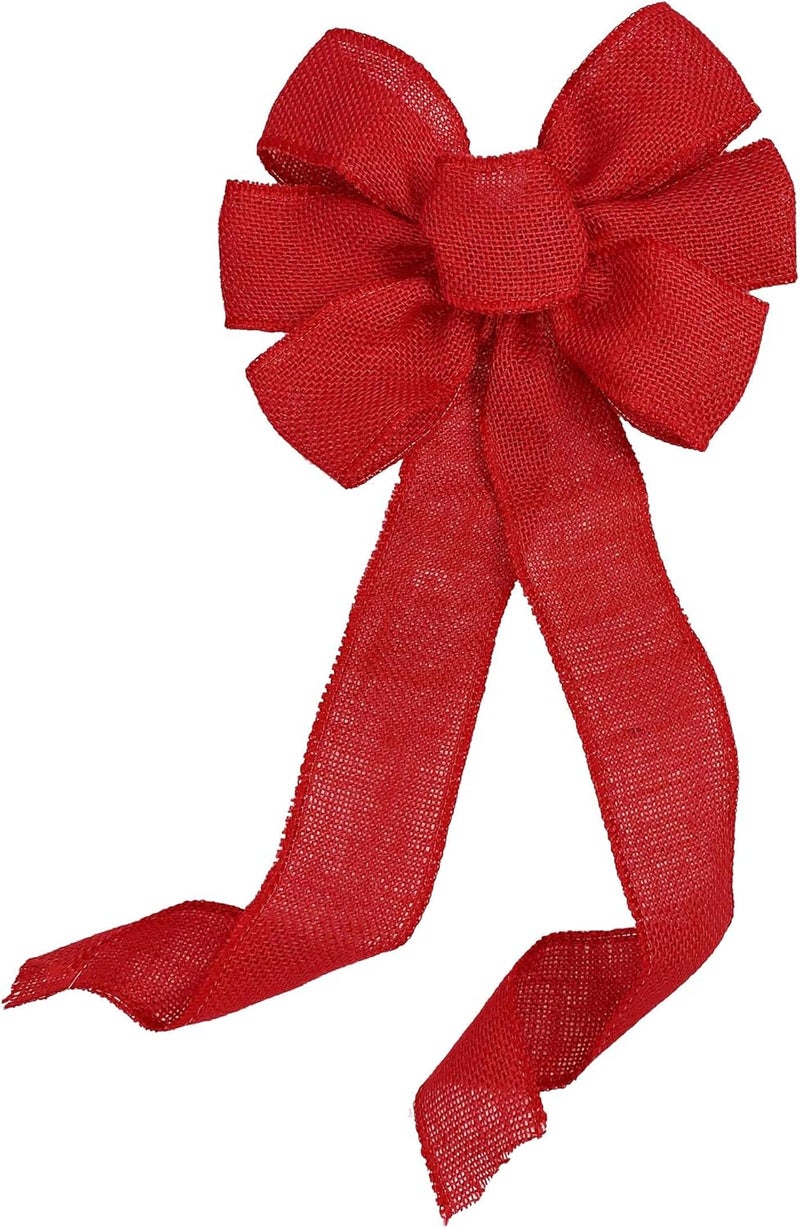 GiftWrap Etc. رباط خيش أحمر لزينة عيد الميلاد - 10 بوصة عرض، 18 بوصة طول ذيول، قمة شجرة، ريفي، باب أمامي لعيد الحب، يوم الرئيس، يوم الذكرى، 4 يوليو - Image 1