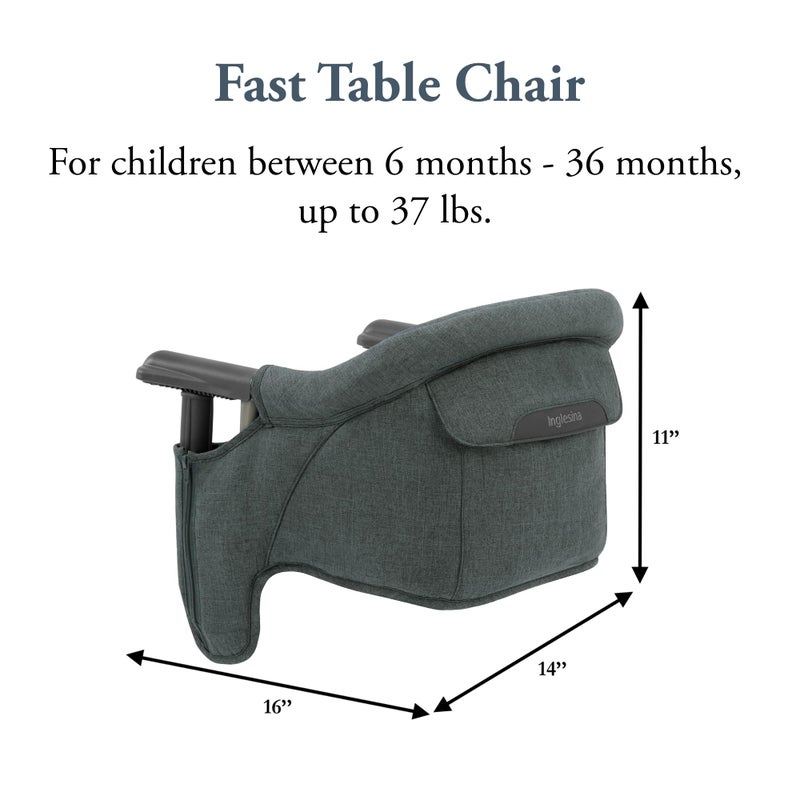 Inglesina Fast Table Chair, Charcoal Gray Melange - Portable Baby High Chair - for Babies & Toddlers up to 37 lbs - Fits Tables 0.8'' to 3.5'' Thick - Compact & Easy to Use - Travel Bag Included - Image 3