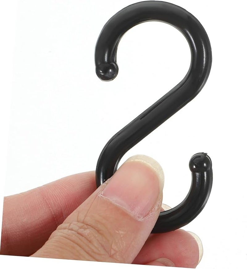 خطافات بلاستيكية سوداء 100 قطعة - خطافات تعليق ناعمة للمطبخ والحمام لحمل المناشف والقبعات والحقائب - Image 4