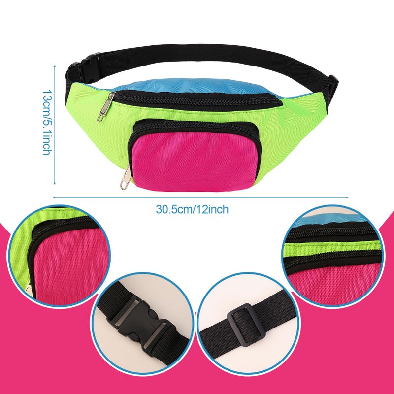 ZhouBoat 5Pcs 80s Accessories for Women, Neon Costume Set with 80s Fanny Pack Hairband Fishnet Gloves Earrings Socks for Halloween Themed Party (Green) - Image 3